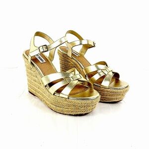Steve Madden Knight King Gold Espadrilles Wedges NWOT